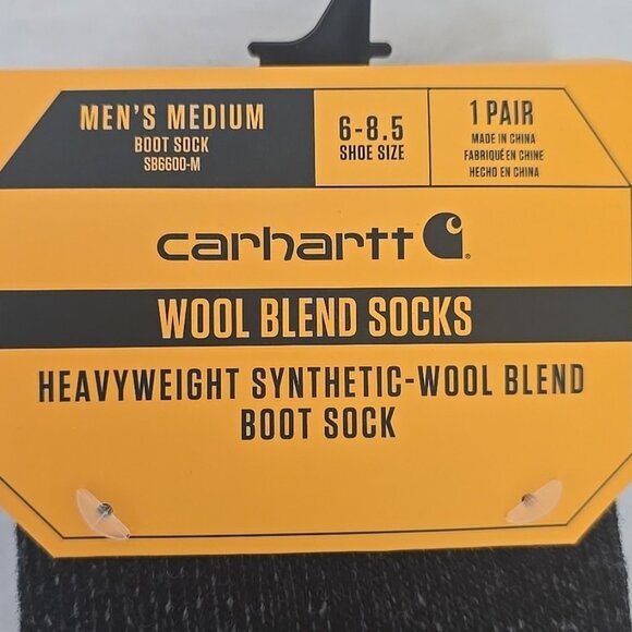 2 PAIR New Carhartt Boot Socks Men Medium 6-8½ Black Heavyweight Synthetic Wool - Picture 4 of 8
